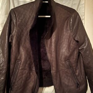 Giorgio Armani Dark Brown Leather Bomber Jacket